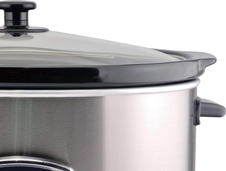 BEPER BC.510 Slow Cooker, 280 W, 4,5 Liter, Glaskeramik, Schwarz und Stahl, Nero E