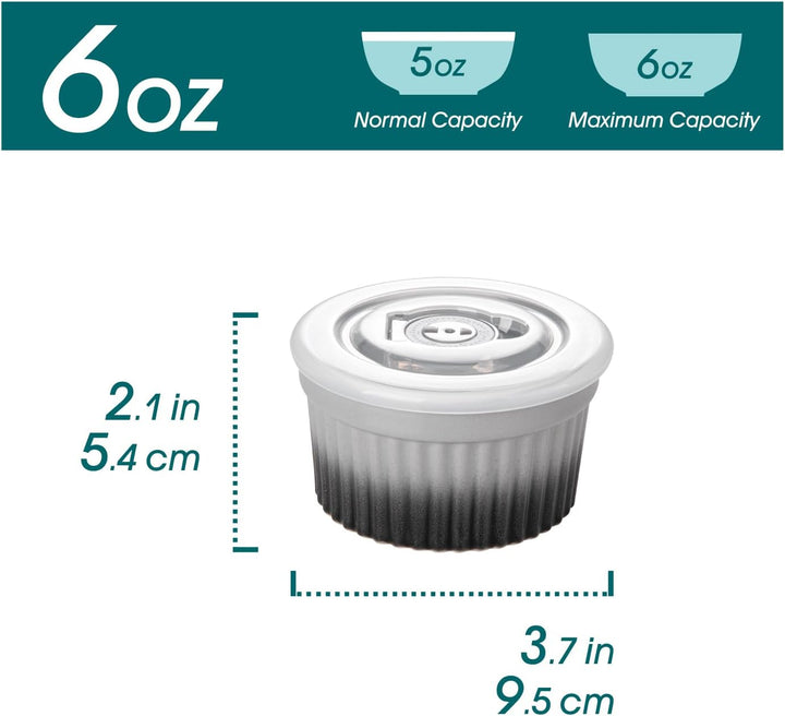 vancasso RAMEKINS 200ml Soufflé Förmchen Set von 6, Ø9,5cm Creme Brulee Schälchen Backofen sicher, P