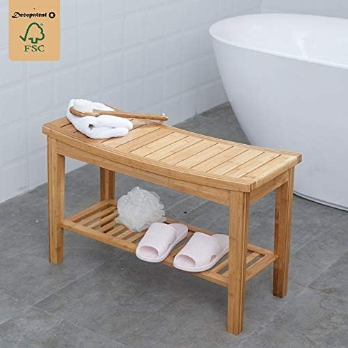 Robuste Badezimmer-Bank aus Bambusholz - Stabile Holzbank für das Badezimmer - Praktisch als Badhock