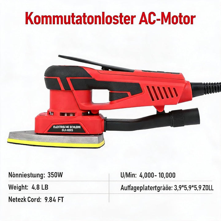 Bürstenloser Exzenterschleifer 150mm 350W, Profi Schleifmaschine Mit 2,5mm Exzenterhub & 10000 u/Min