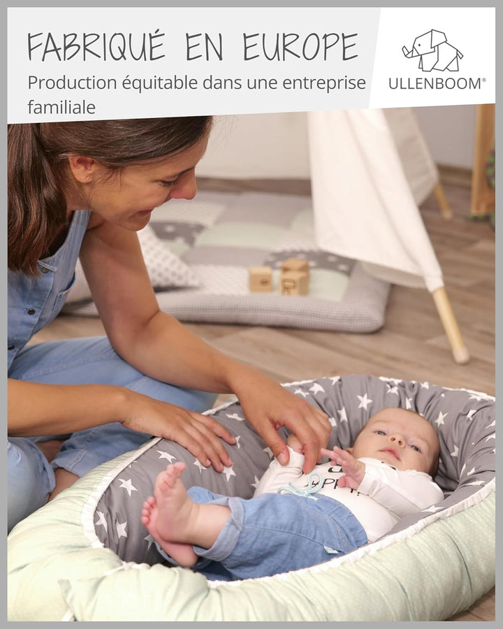 ULLENBOOM ® Babynest & Kuschelnest (55x95 cm) Blau Hellblau (Made in EU) - Baby Nestchen aus Baumwol
