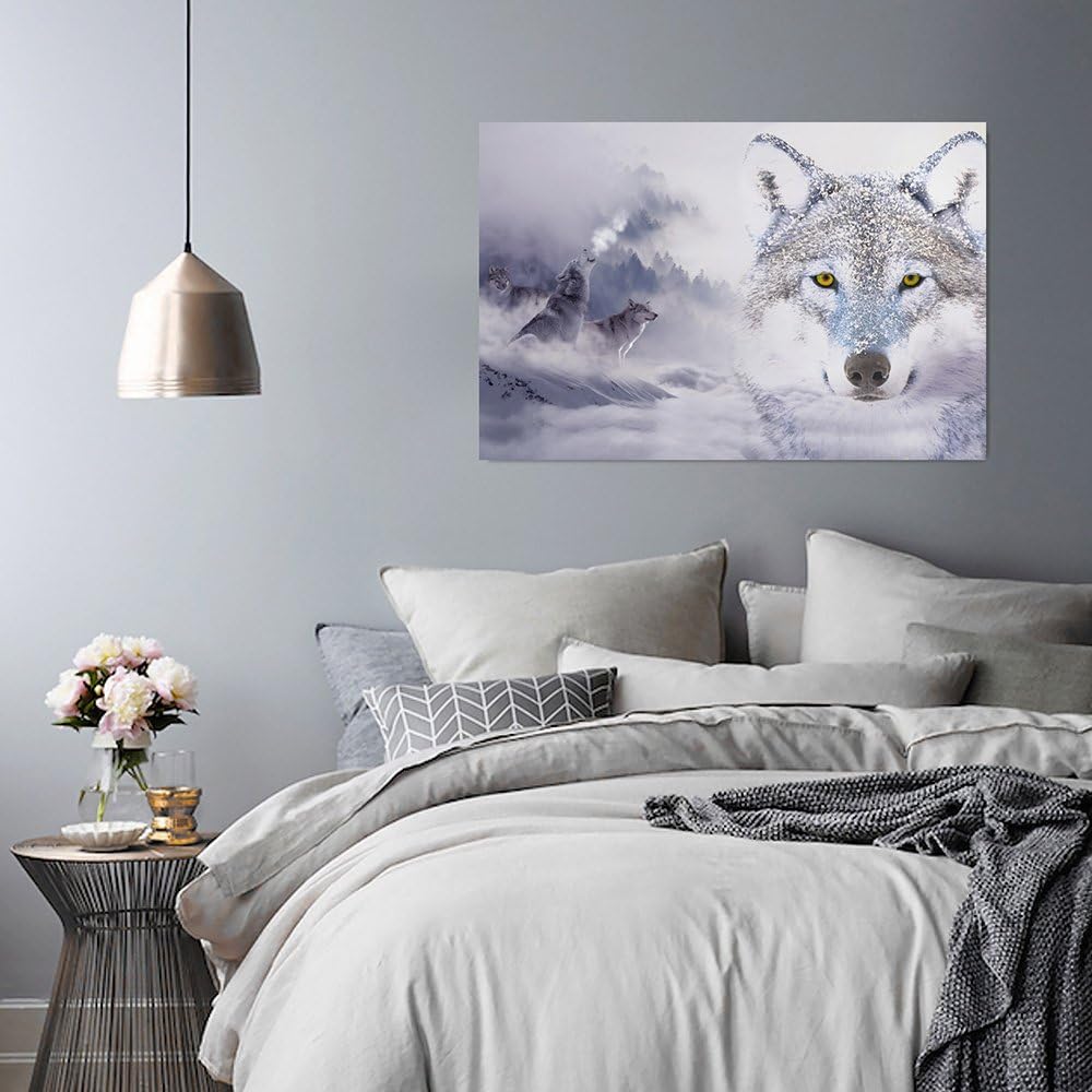 Feeby, Leinwandbild, Bilder, Wand Bild, Wandbilder, Kunstdruck 50x70cm, Wolfs, MODERN, DOPPELTE BELI
