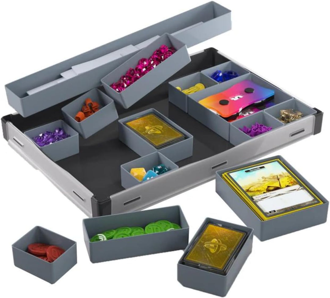 Token Silo XL Convertible (Black) - Stackable Token Box - 15 Removable Trays in 5 Different Sizes -