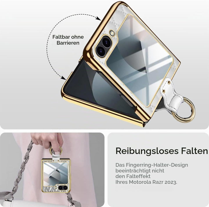 Miimall Lederhülle Kompatibel mit Samsung Galaxy Z Flip 6/Flip7 FE Hülle mit Kameraschutz+Ring Ständ