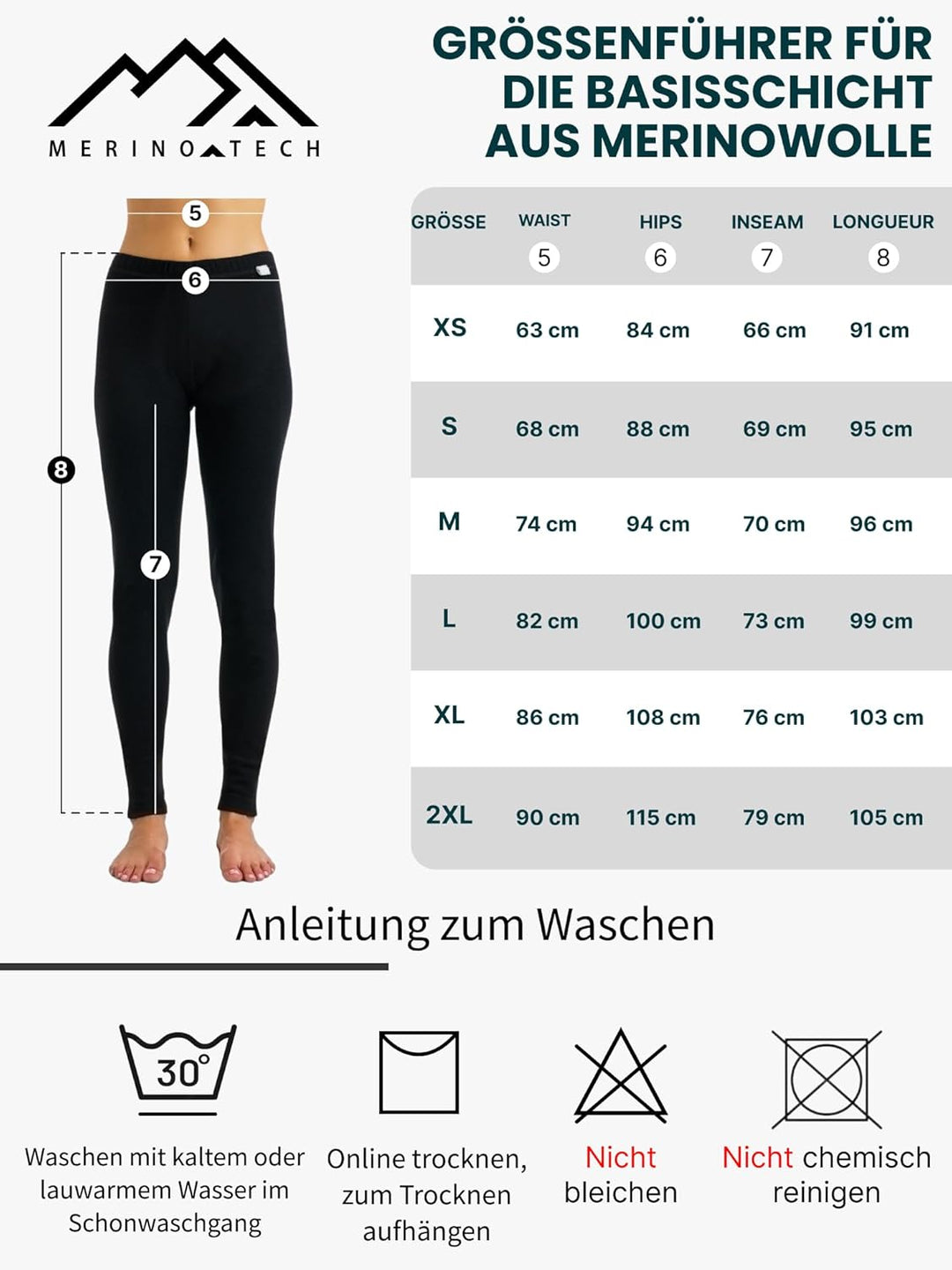 Merinowolle Thermounterwäsche Damen - Merino Unterhose Damen Merino Leggings + Wollsocken 320 Charco