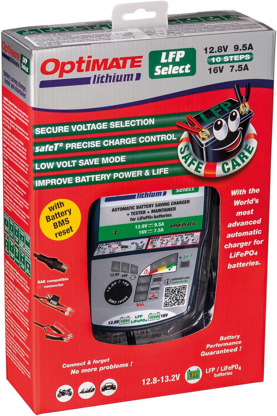 TecMate, Optimate TM-270, Lithium LFP Select 10-stufiges gekapseltes batterieschonendes 12.8V 9.5A /