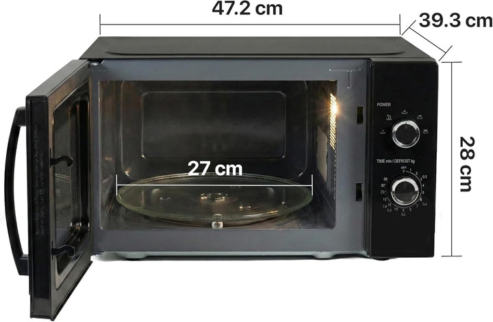 HMW‑MD25MBK Mechanischer Mikrowellenherd, 25 l, 800 W Aufsatz-Mikrowelle mit 5 Leistungsstufen, Time