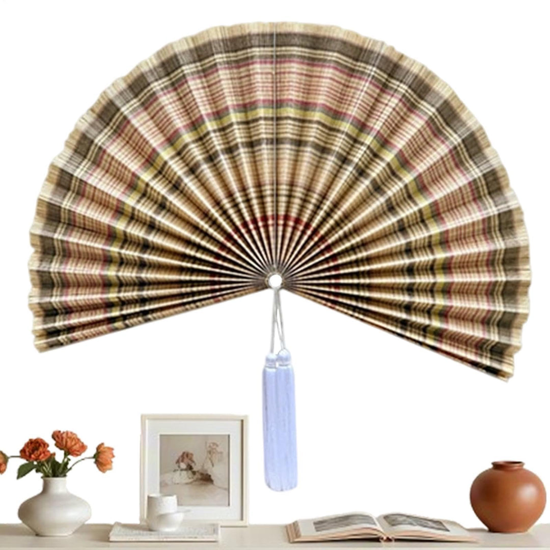 Fächer Wandkunst | ca. 102 cm grosse hängbare Wanddekoration | Fächer-Dekoration mit Quaste - für da