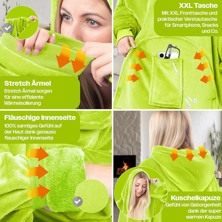 KESSER® Hoodie Decke Kuscheldecke mit Ärmeln Deckenpullover Vielseitig Tragbare Decke zum Anziehen f