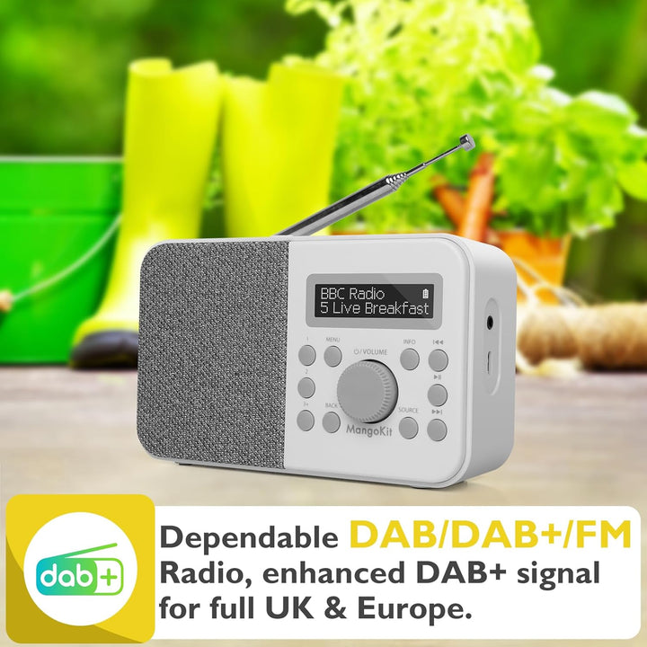 MangoKit PR2S Tragbares DAB+ Digitalradio,Küchen-FM-Radio,Bluetooth-Lautsprecher,Persönliches DAB-Ra