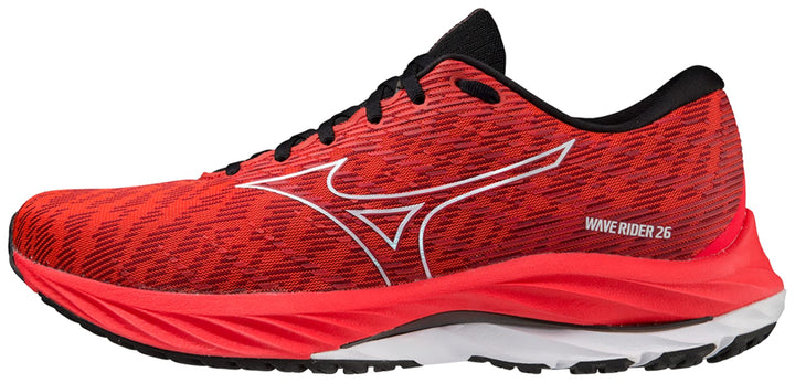 Mizuno Herren Wave Rider 26 Sneaker 39 EU Ignition Red White Black, 39 EU Ignition Red White Black