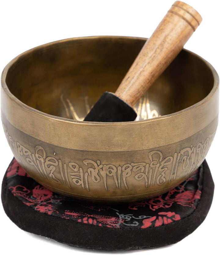 Bodhi Tibetische Klangschale Ø 11 cm | Singing Bowl mit Buddha Gravur | Handgefertigtes Klangschalen