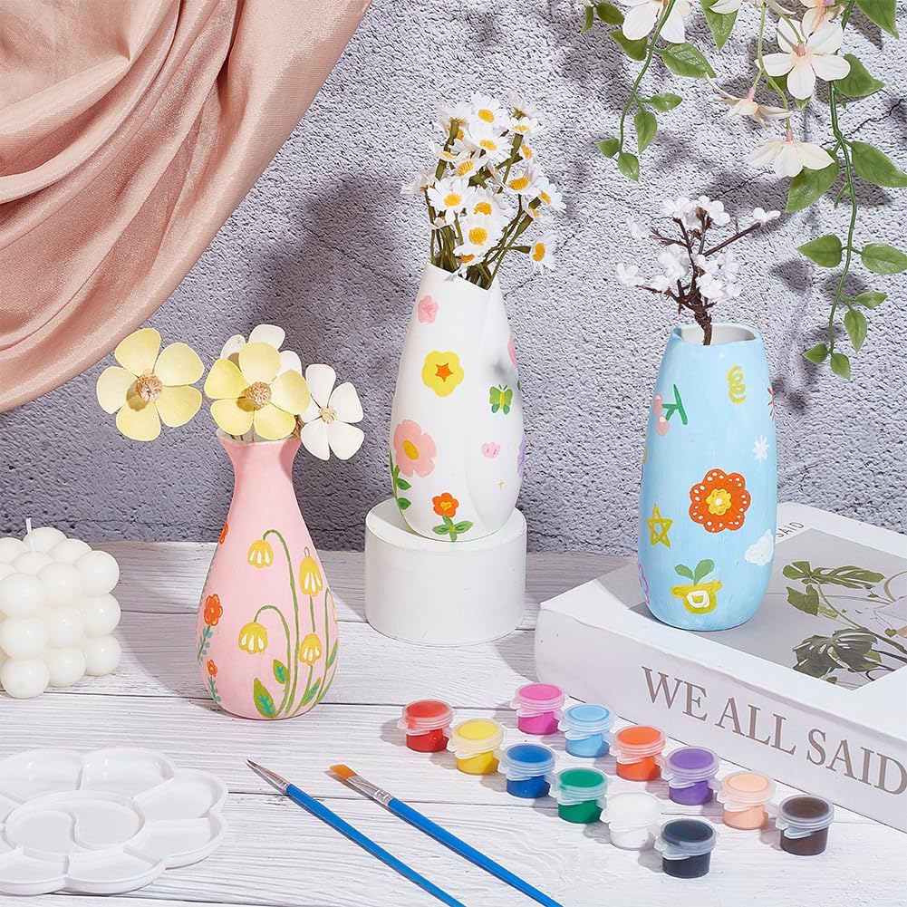 WEBEEDY 3 Grössen Keramik Töpfe Paint Kit Malen Sie Ihre Eigenen keramischen Töpferwaren Farbe Vase