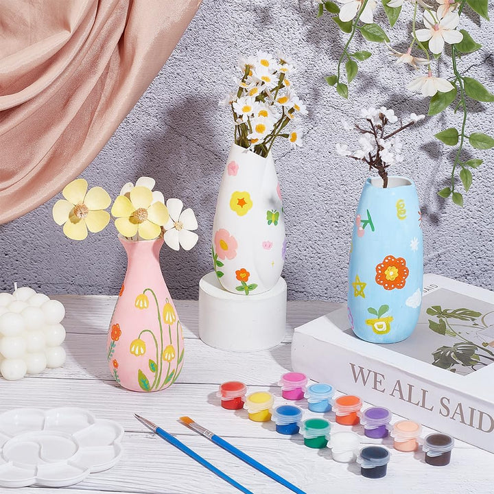 WEBEEDY 3 Grössen Keramik Töpfe Paint Kit Malen Sie Ihre Eigenen keramischen Töpferwaren Farbe Vase