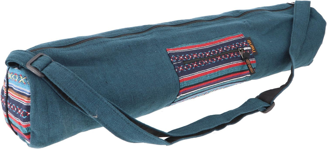 GURU SHOP Boho Yogamatten-Tasche, Yogatasche aus Nepal, Unisex - Erwachsene, 70x24x14 cm Petrol, Pet