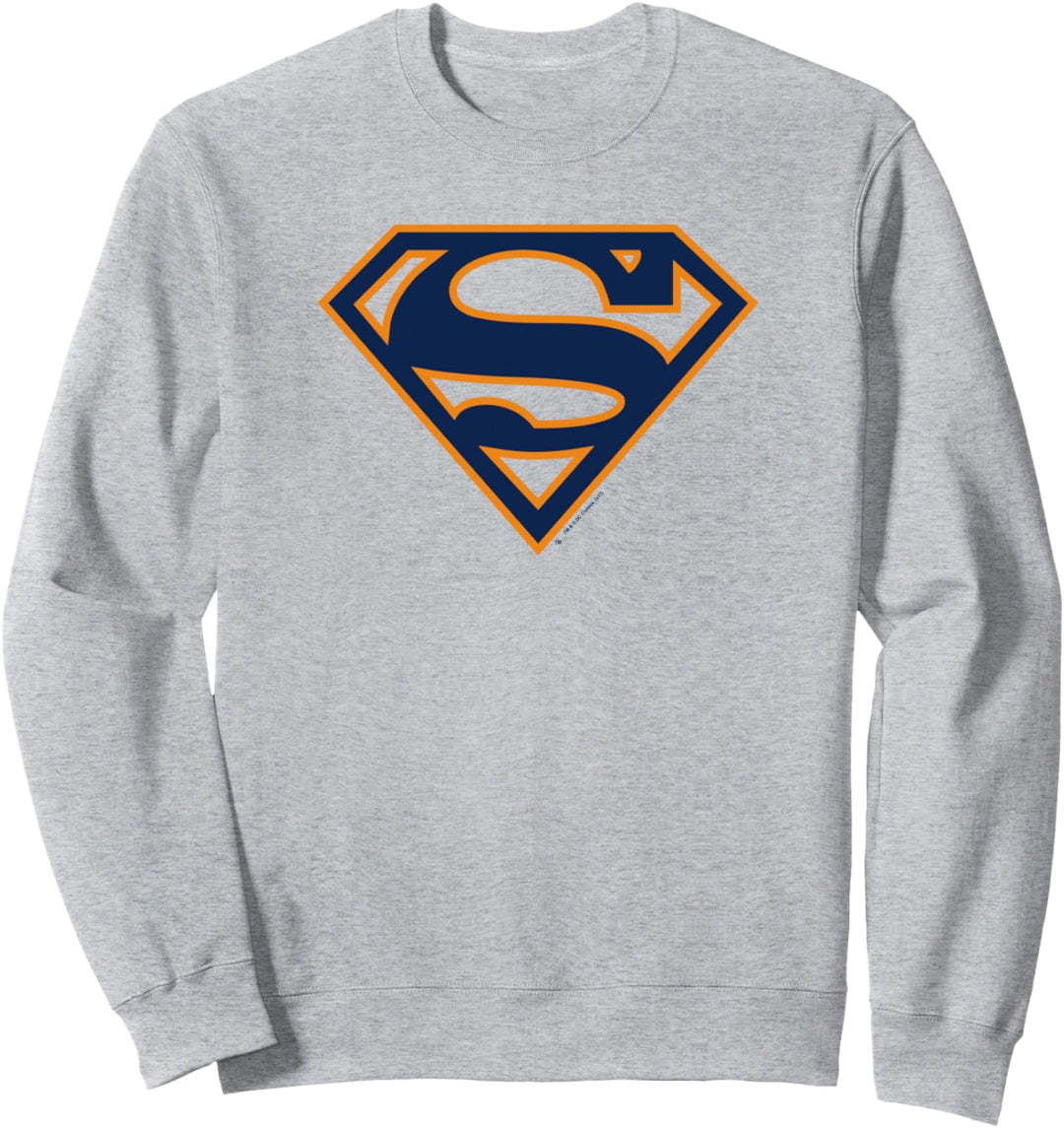 Superman Navy & Orange Shield Grey Sweatshirt