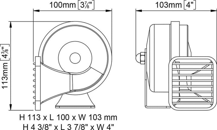 Marco MT1-L 12V - 1a Qualitäts Signalhorn für Boot, Motorrad, PKW etc. 12 Volt~