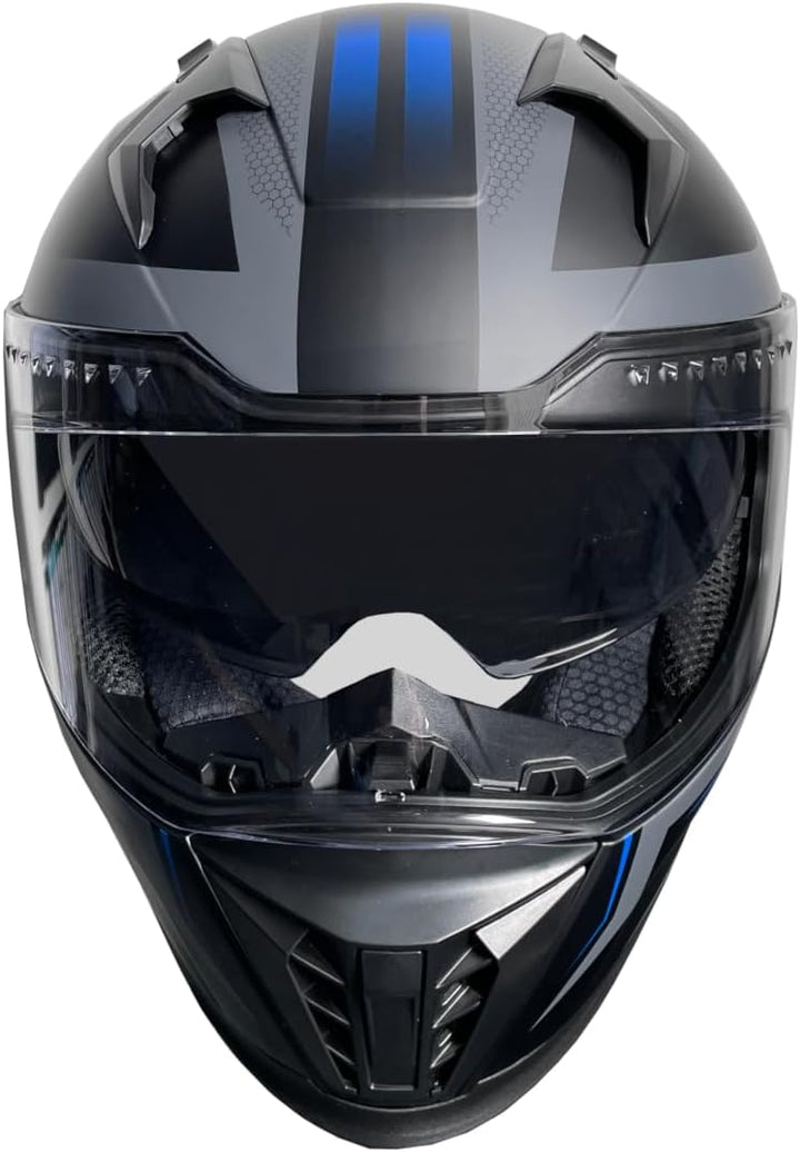 Integralhelm Motorradhelm Rallox M69-Bl schwarz grau blau matt Helm S M L XL, L