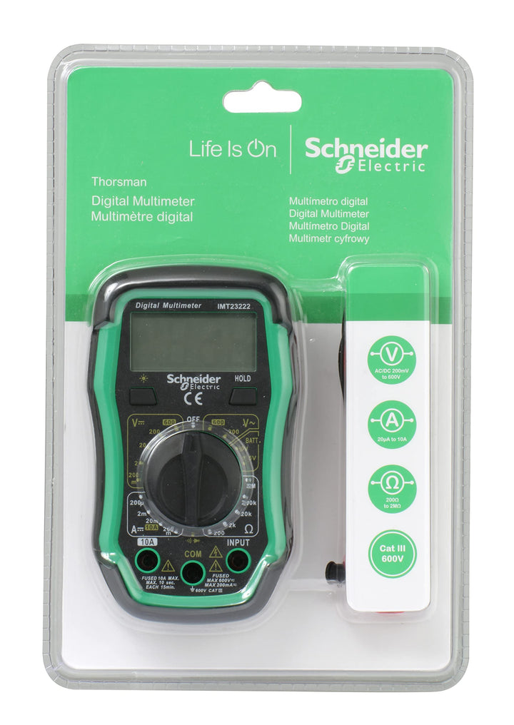 Schneider Electric - Thorsman Digital Multimeter mit LCD-Display Beleuchtet, Kategorie 3, Batterie 9
