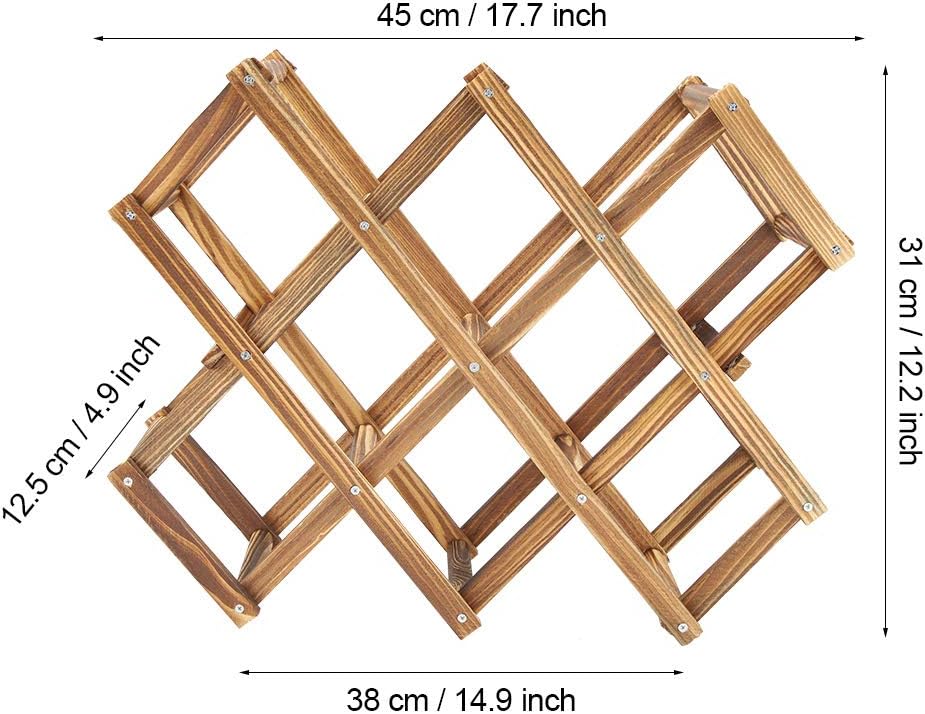 Weinregal Holz Klappbar, Faltbar Getränkeregal Holz, Zusammenklappbarer Flaschenhalter aus Holz für