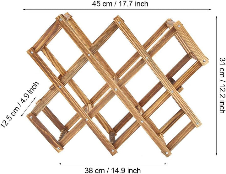 Weinregal Holz Klappbar, Faltbar Getränkeregal Holz, Zusammenklappbarer Flaschenhalter aus Holz für