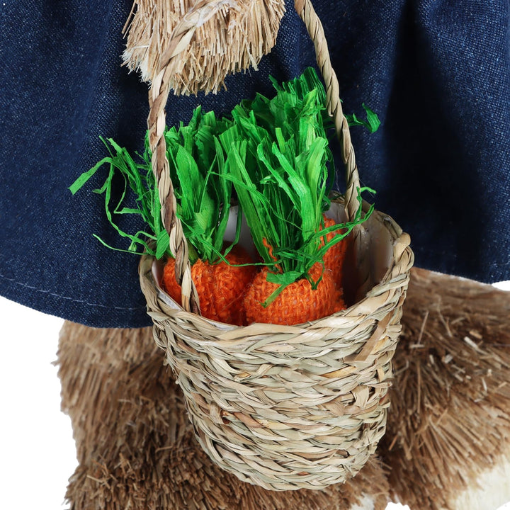 com-four® 2X Stroh Osterhase handgemacht - Deko-Osterhase zur Osterdekoration - Strohfiguren für Ost