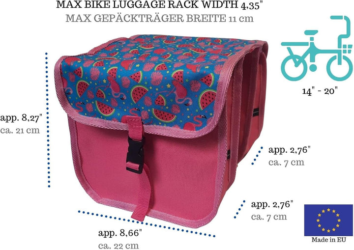 Beluko FAHRRADTASCHE 14-20 Zoll Kinder Satteltasche Gepäckträgetasche Doppel 2 x 5l (47 - Mini - Fla
