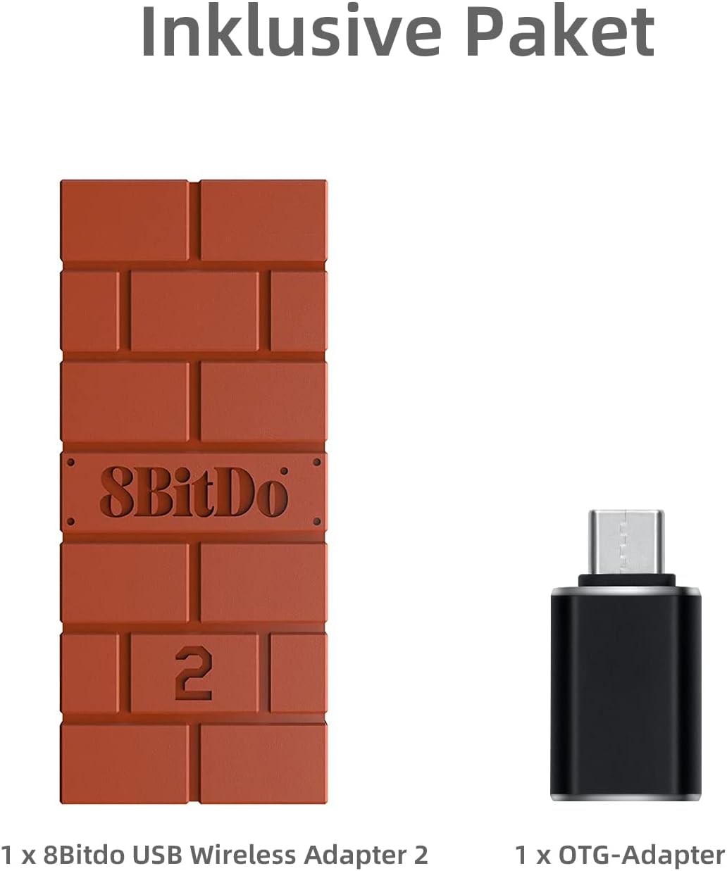 Mcbazel 8Bitdo USB Wireless Adapter 2 mit OTG Adapter Zubehör für Switch OLED/Switch, Windows, Mac &
