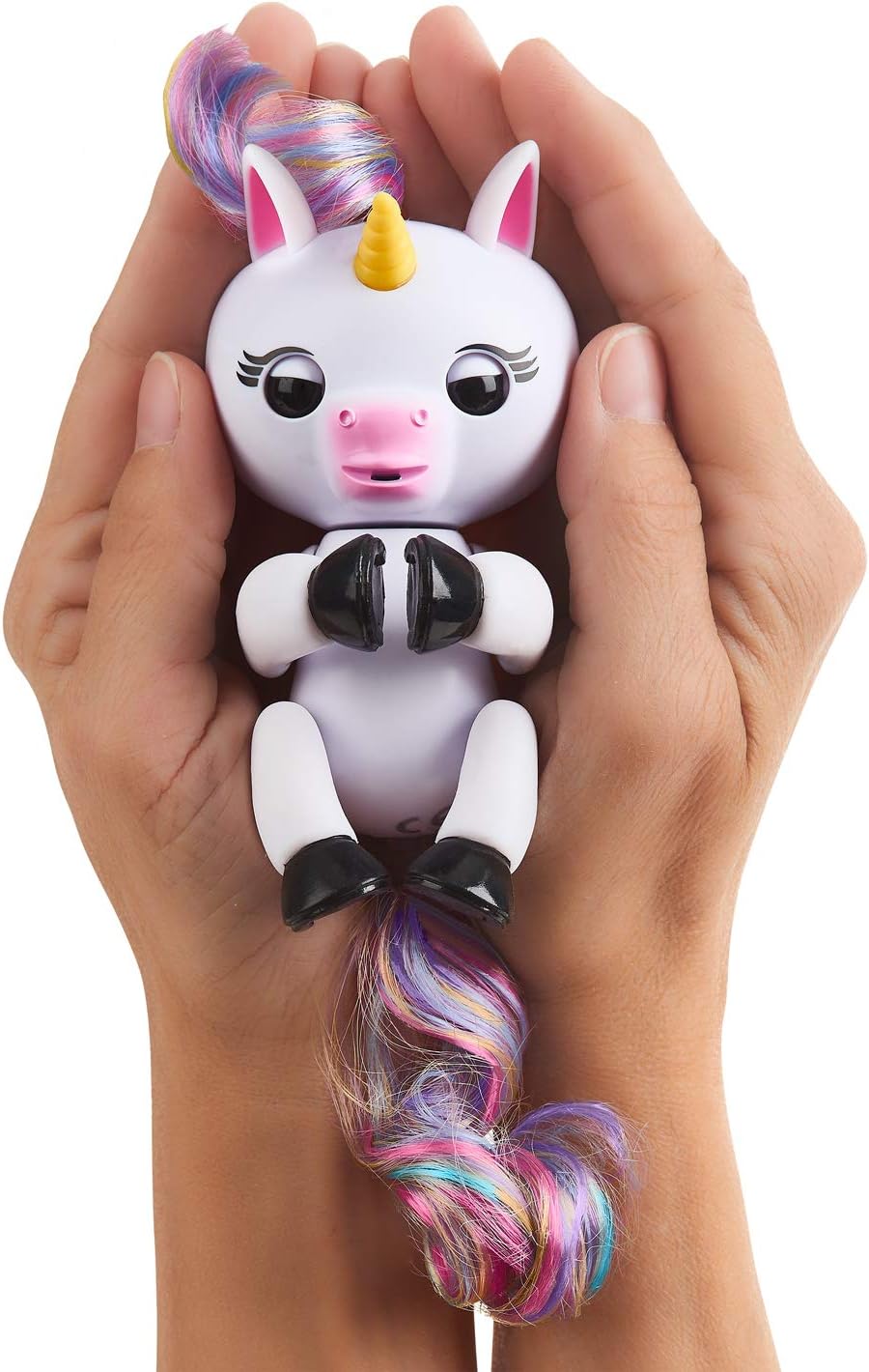 Fingerlings Einhorn weiss mit Regenbogenmähne, interaktives Spielzeug, reagiert auf Geräusche, Beweg