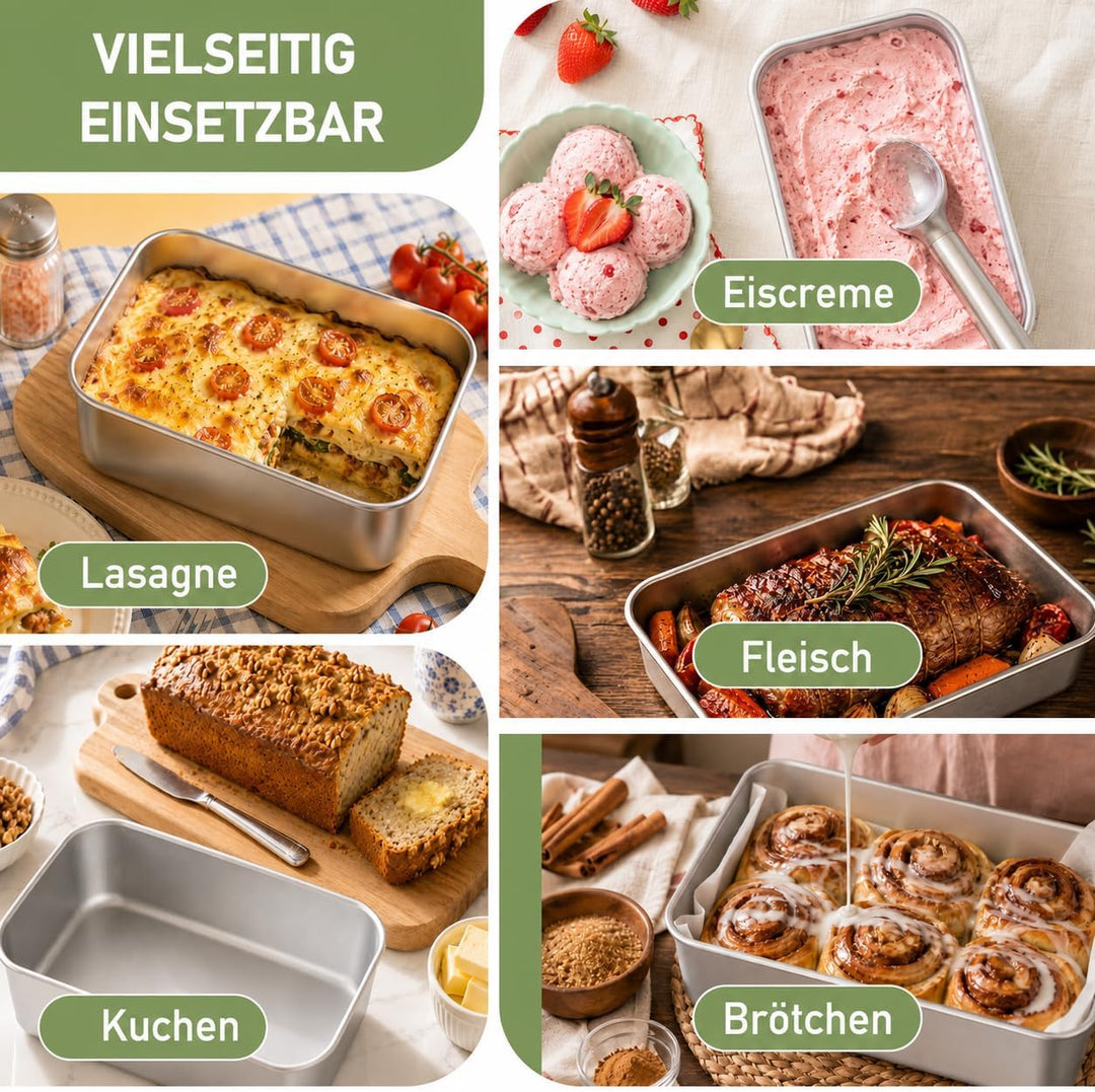 8er Set Kastenform Edelstahl, 22 x 15 x 6,5 cm Backform ohne Beschichtung, Edelstahl-Kastenformen Br