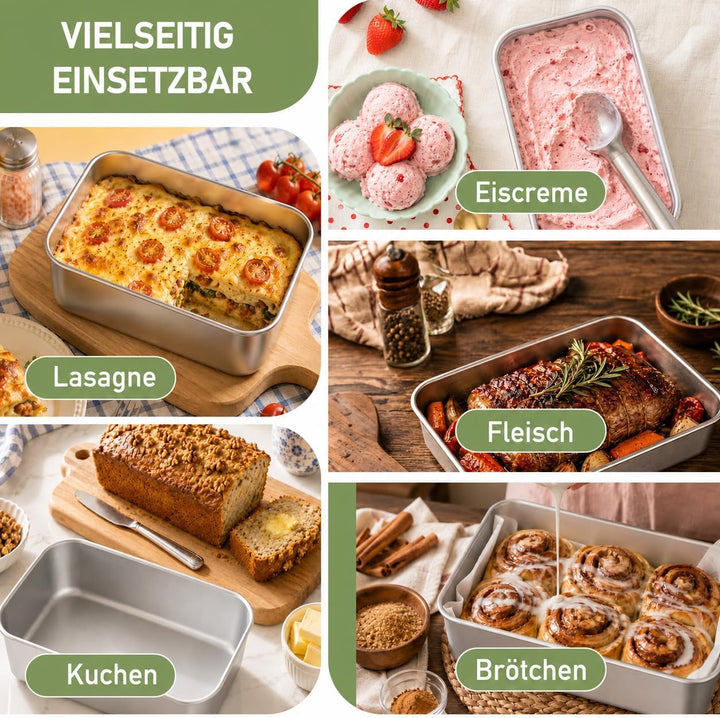 8er Set Kastenform Edelstahl, 22 x 15 x 6,5 cm Backform ohne Beschichtung, Edelstahl-Kastenformen Br