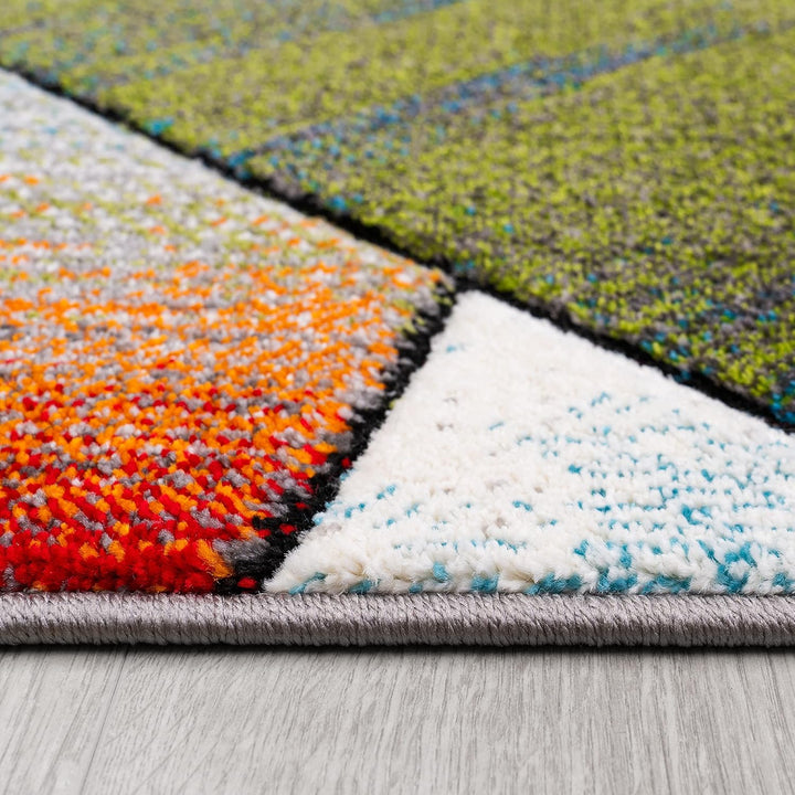 Paco Home Teppich Wohnzimmer Kinderzimmer Bunt Kurzflor Moderne 3D Optik Kariert Geometrische Muster