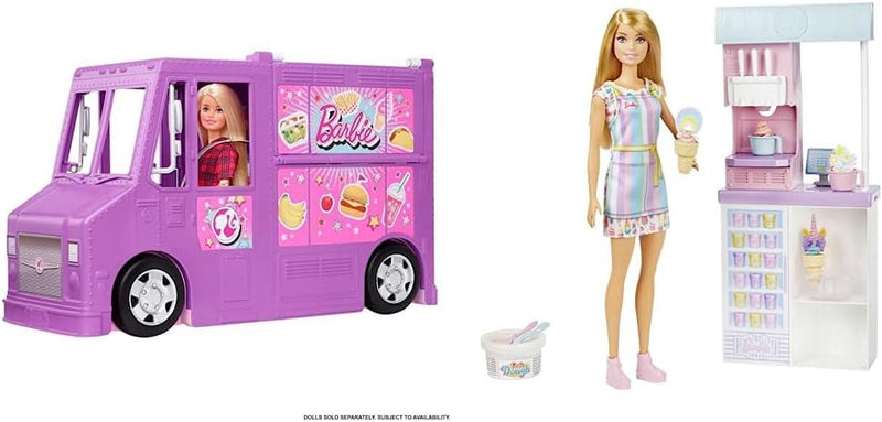 Barbie Bundle Food Truck Vehicle Playset mit 30+ Zubehör, You Can Be Anything Series, Ice Cream Parl