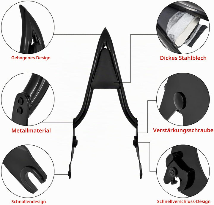 HDBUBALUS Abnehmbare hintere Sissy Bar Rückenlehne für Harley Touring Road King Road Glide Street Gl