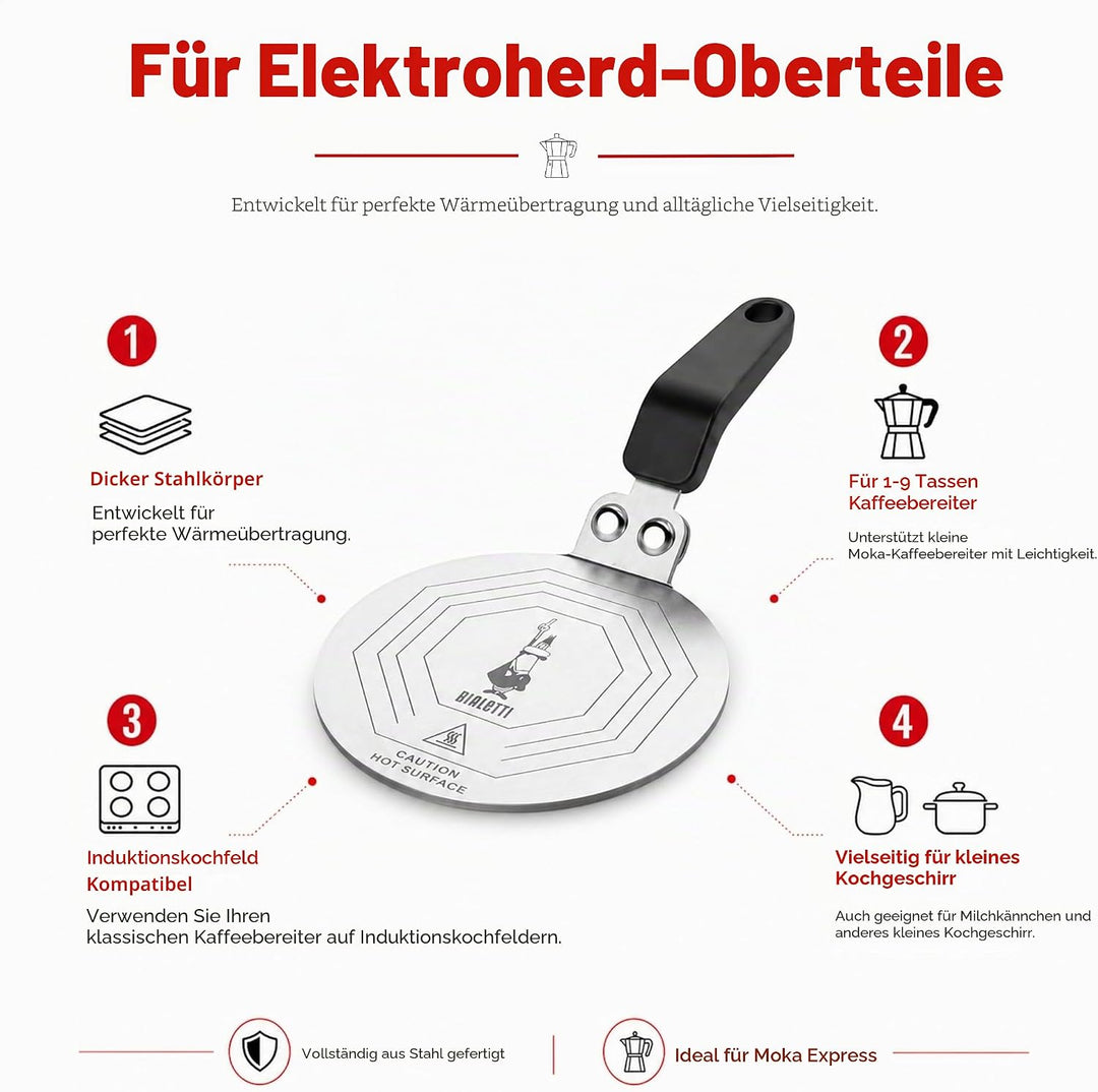 Bialetti Moka Induktionskochteller Adapter für die Verwendung von Kaffeekannen und Kochgeschirr auf