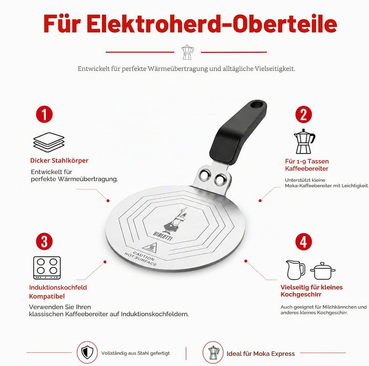 Bialetti Moka Induktionskochteller Adapter für die Verwendung von Kaffeekannen und Kochgeschirr auf