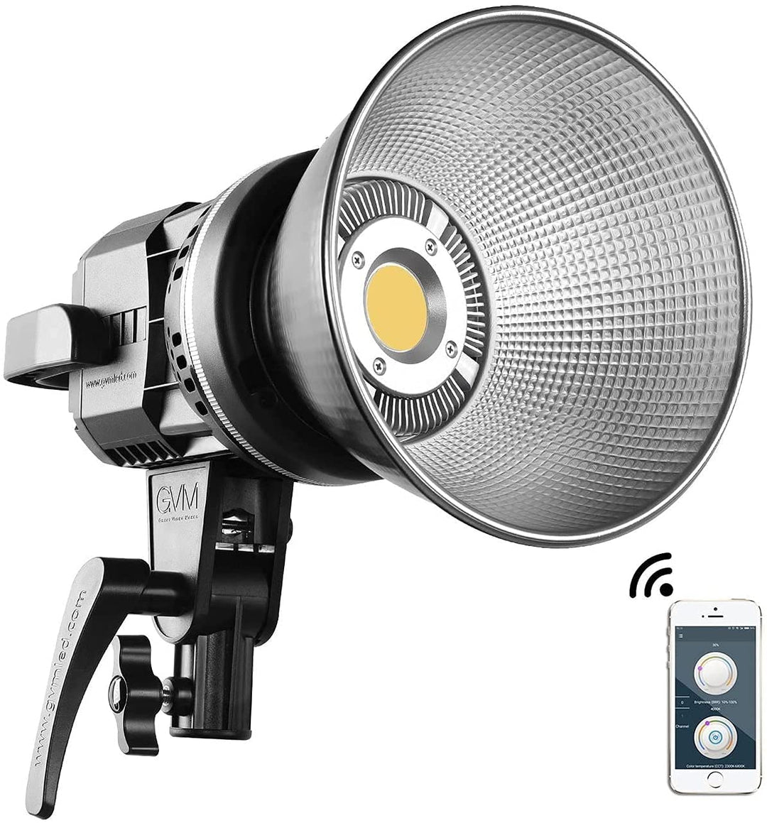 GVM 80W LED Videoleuchte, APP Steuerung LED Studiolicht Dauerlicht CRI97+ Tageslicht 5600K Bowens Fo