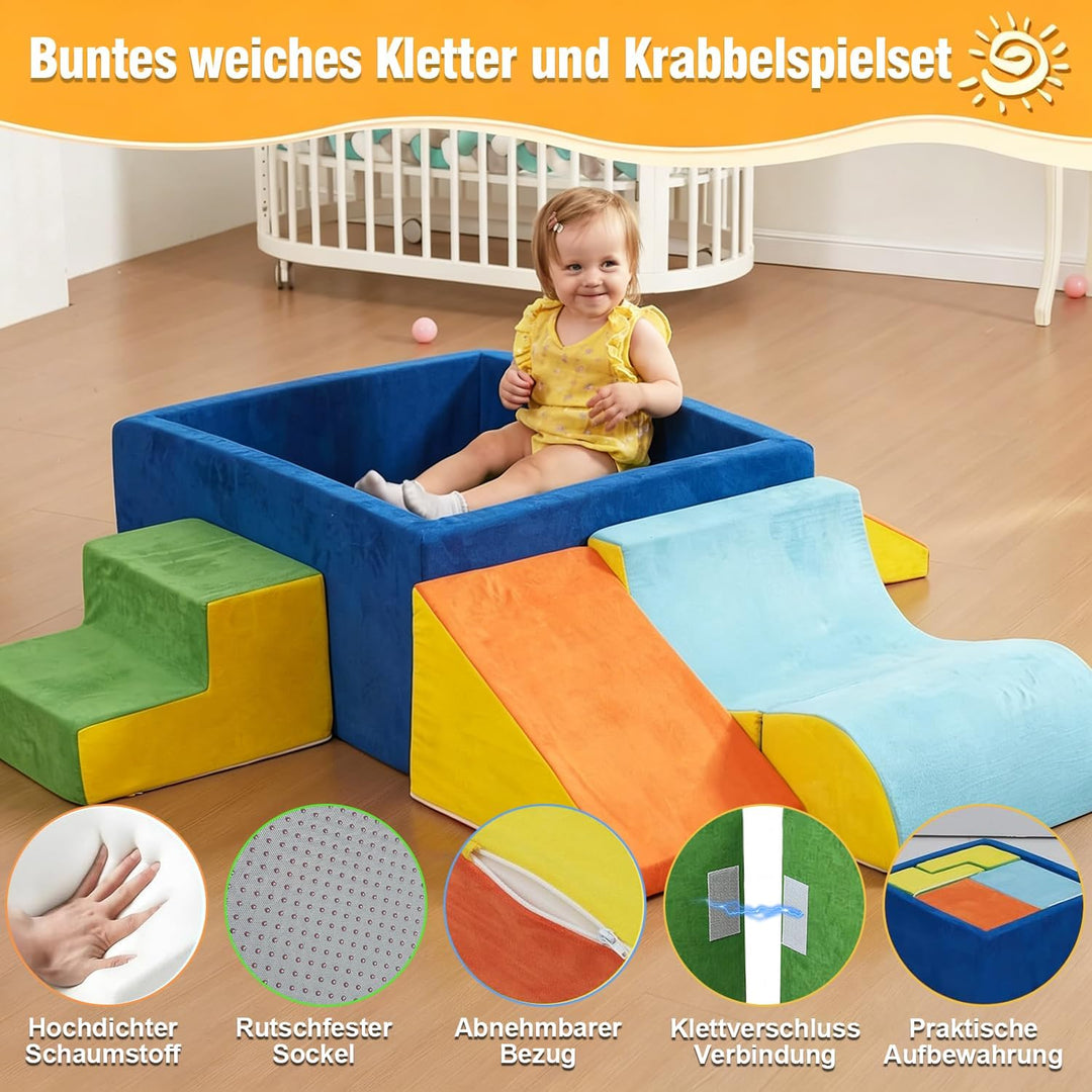 Schaumstoff Bausteine Kinder, Schaumstoff Kletterblöcke XXL, 6 Softbausteine Baby für Zuhause, Monte