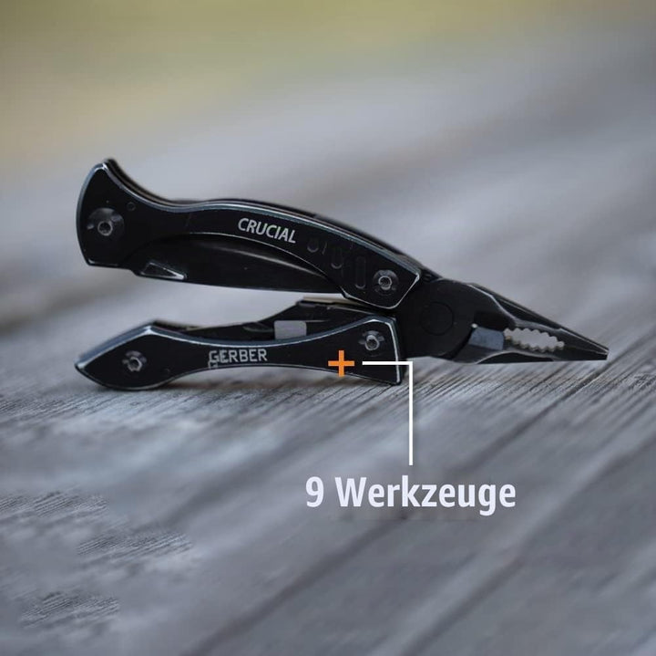 Gerber Multi-Tool mit 9 Funktionen und Gürtel-Clip, Crucial, Mit Gurtschneider und Liner-Lock-Verrie