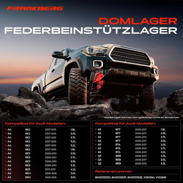 Frankberg 2x Federbeinstützlager Hinterachse Links Rechts Kompatibel mit A4 2007-2015 A4 Allroad 200