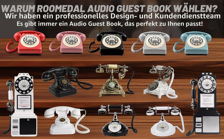 Audio Gästebuch Hochzeit Telefon mit Flugetui, Record Customized Audio Nachricht mit Gästebuch Retro