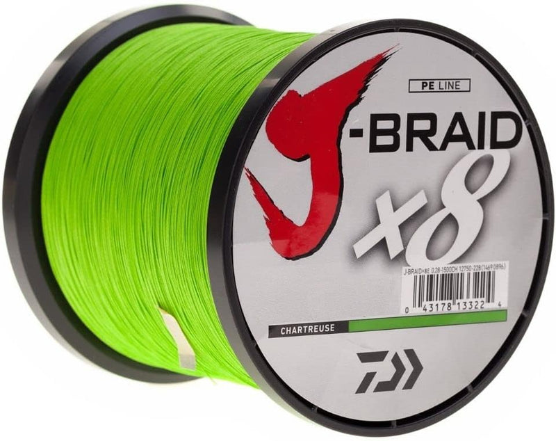 Daiwa J-Braid X8, 1500m Chartreuse - geflochtene Angelschnur Dm: 0,10 mm, Dm: 0,10 mm