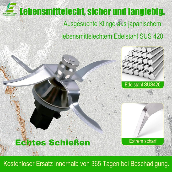 Eascandy Edelstahl-Mixmesser für Vorwerk Thermomix TM31 Zubehör | Edelstahl SUS420, rasiermesserscha