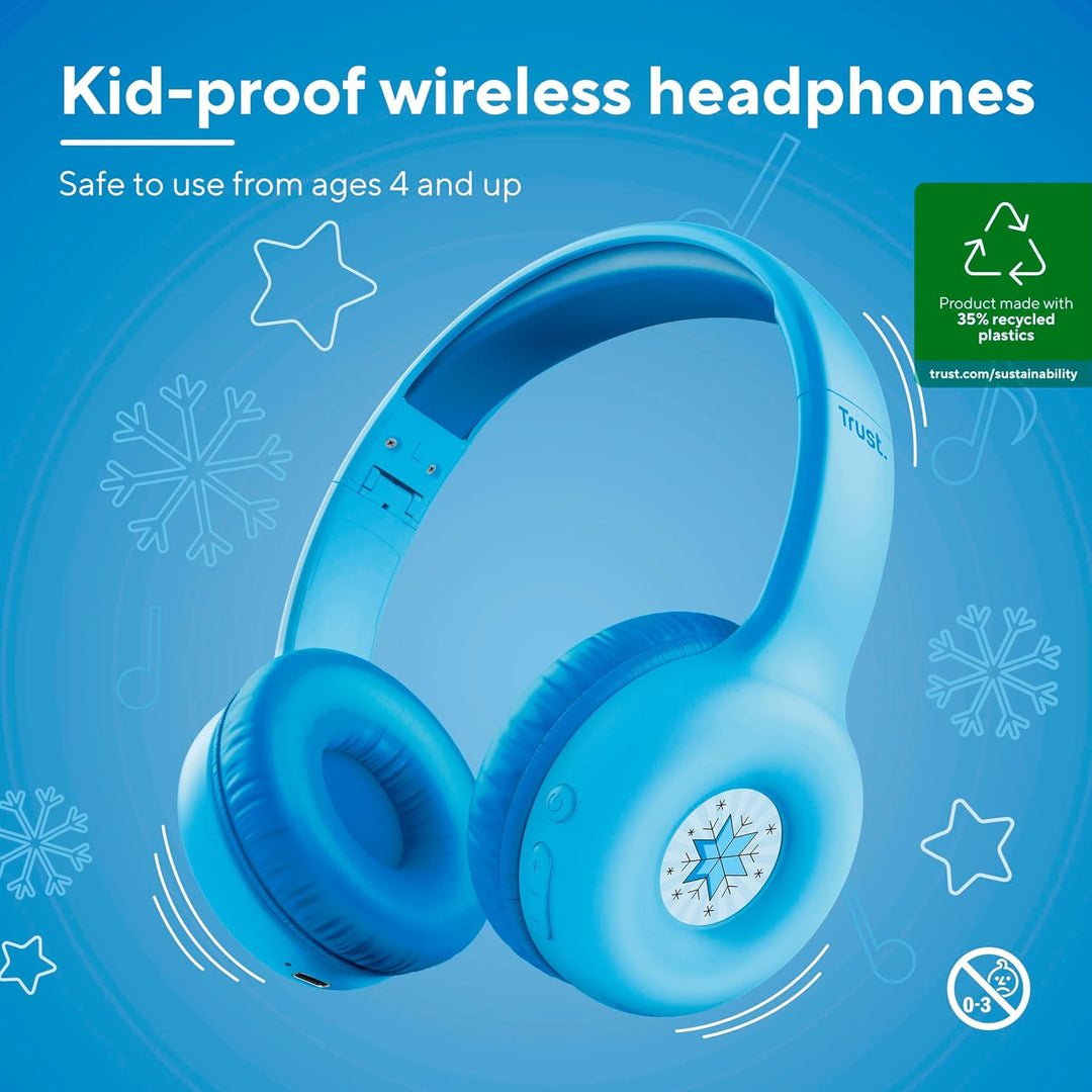 Trust Nouna Bluetooth Kopfhörer Kinder mit Lautstärkenbegrenzer (85dB) für Kinderen ab 4 Jahre, On E