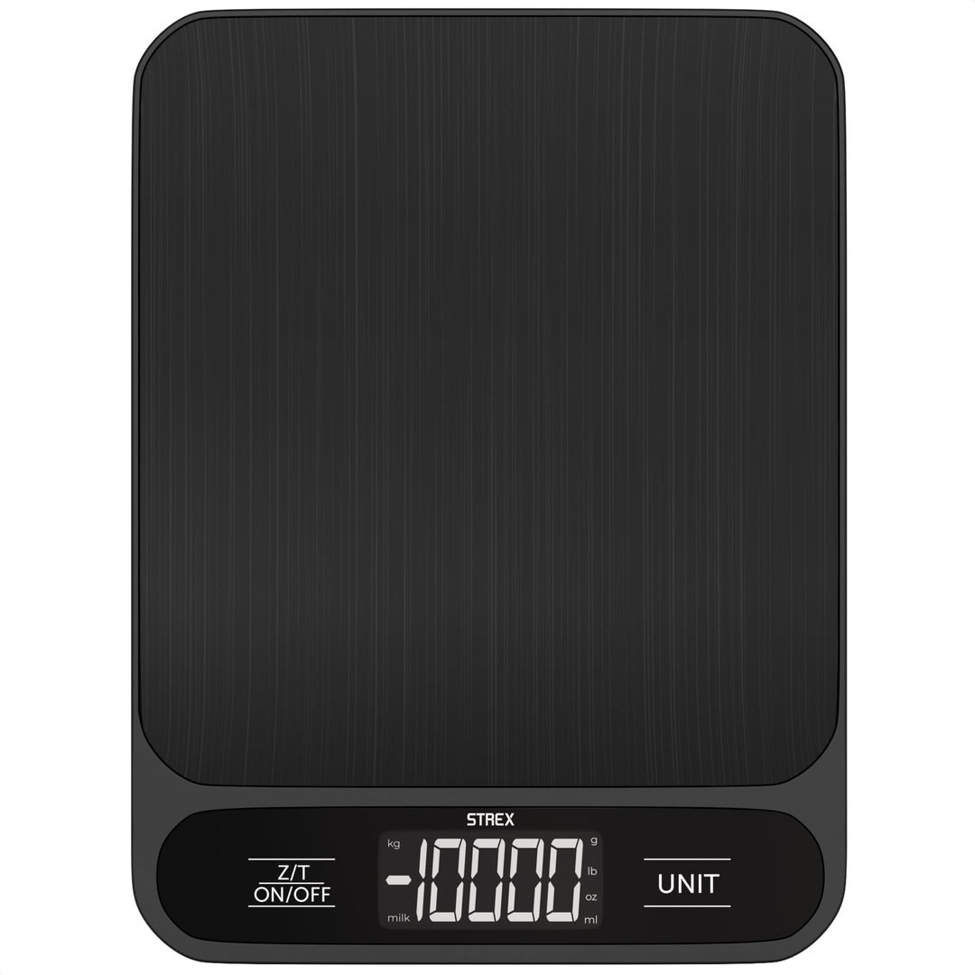 Strex Küchenwaage Digital - Waage Küche - 1 g bis 10 kg - Tarra Funktion - Inklusive Batterien - Sch