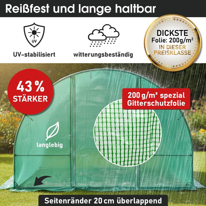 BRAST® Gewächshaus Foliengewächshaus mit Stahlfundament 4 Grössen 2x3m 3x4m 3x6m 3x8m Erdanker Gitte