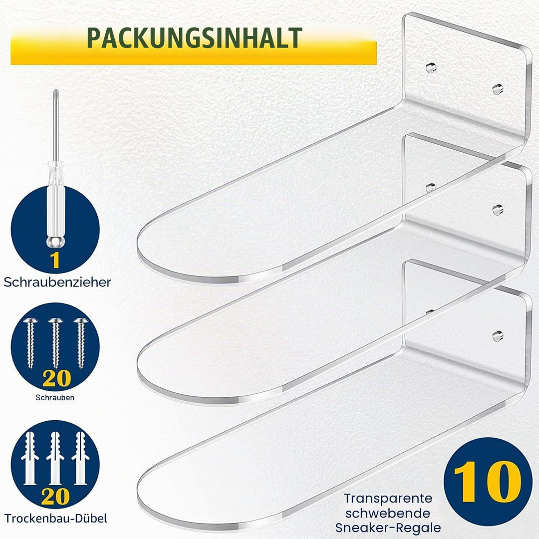 10 StüCk Schwimmendes Regal für Schuh zum Ausstellen, Sneaker Regale, EIN der Wand Montiert Halterun