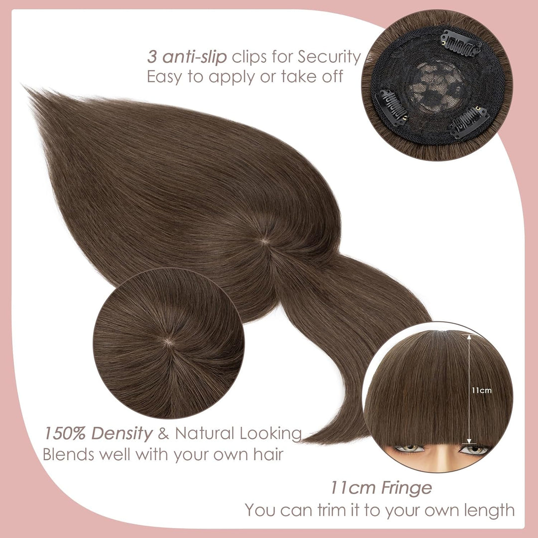 Silk-co Topper Extensions Haarteile Echthaar Clip in Extensions Echthaar Weich Natürlich Glatt Toupe