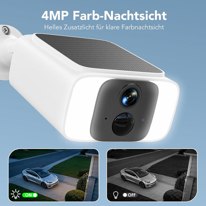 GNCC 2K Überwachungskamera Aussen Akku Solar, 2,4/5GHz WLAN Kamera Outdoor Überwachung Aussen mit Ka