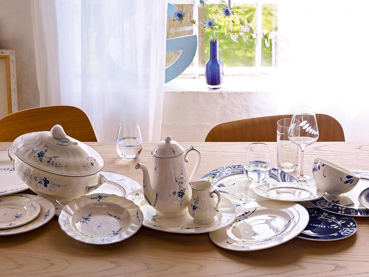 Villeroy & Boch Vieux Luxembourg Suppenteller, 23 cm, Tiefer Teller mit blauem Dekor, Premium Porzel